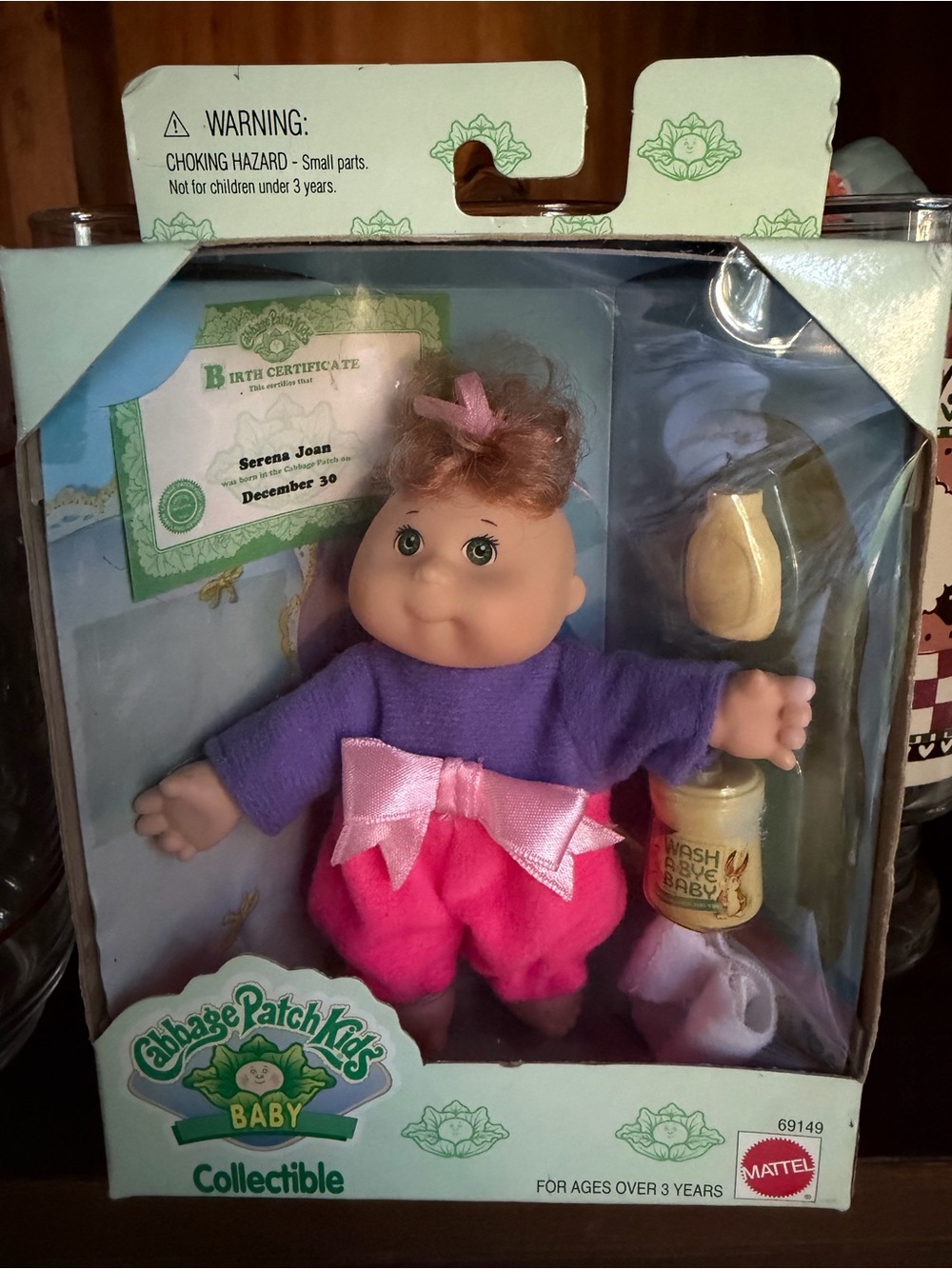 Mattel Cabbage Patch Kids Collectible Box with Green and Purple Logo